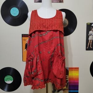 Tara Vao | Mixed Material Print Tunic